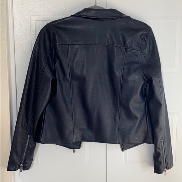 NWOT Navy Leather Jacket - Picture 4 of 5